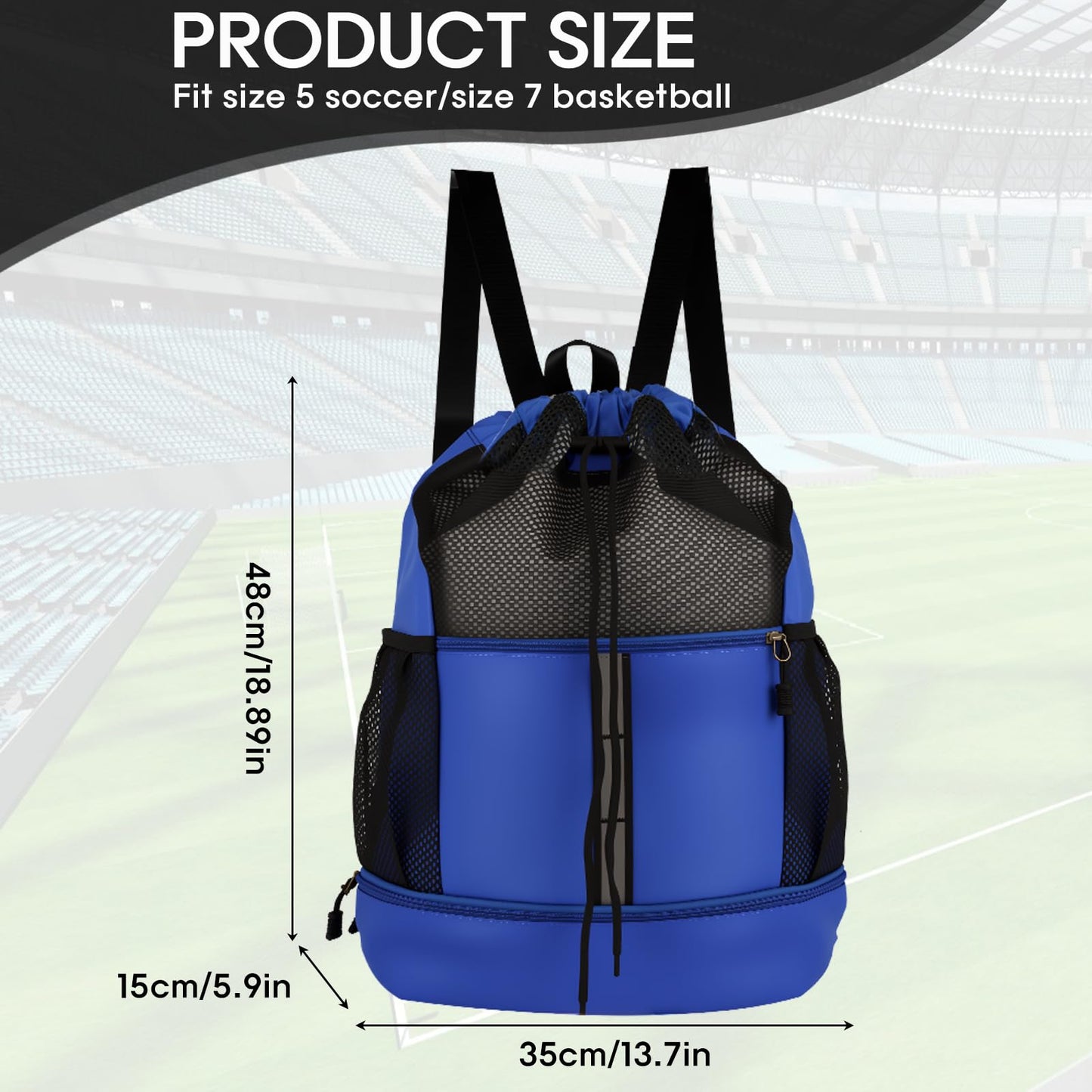 Wavathan Drawstring Backpack，Soccer Bag with Shoe Compartment，Basketball Backpack ，Football Drawstring Bag