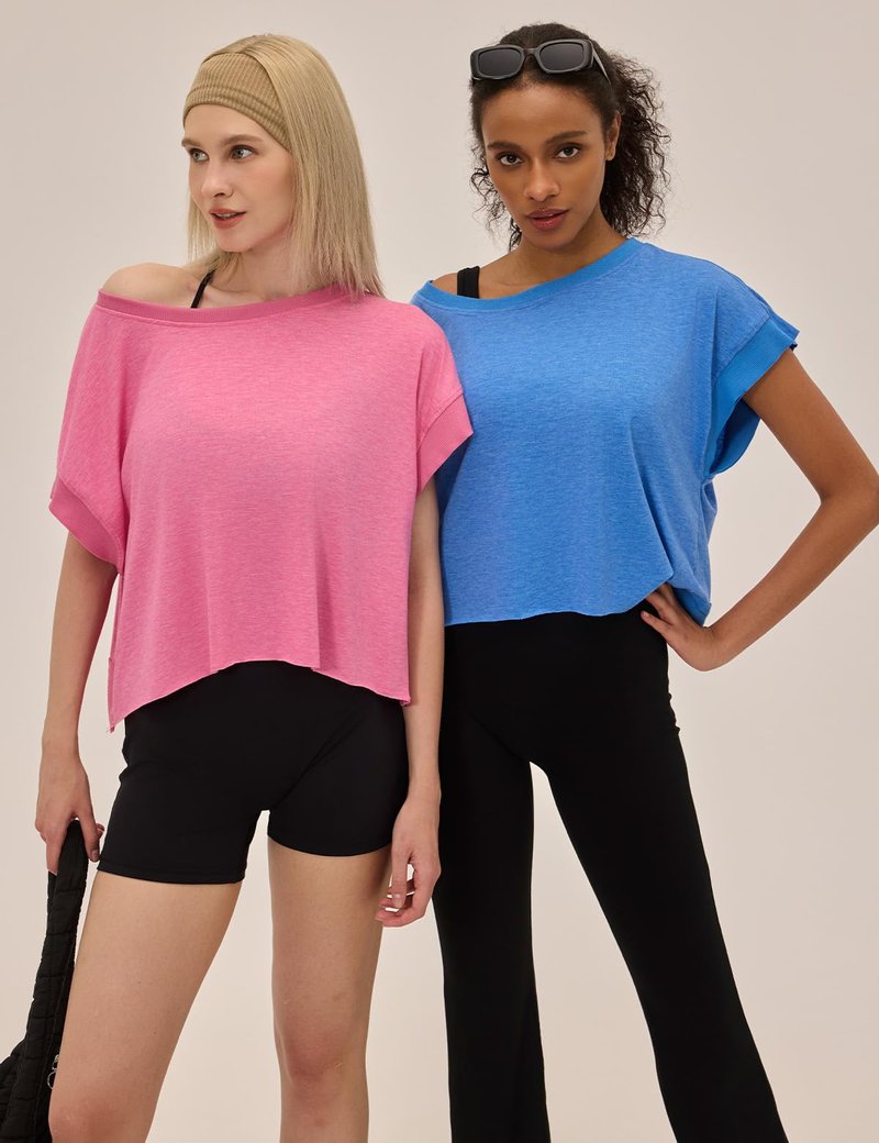 UNIANKIYA Open Back Workout Tops for Women Loose Fit Athletic Crop Tee Short Sleeve Gym Running Yoga Shirt Blue