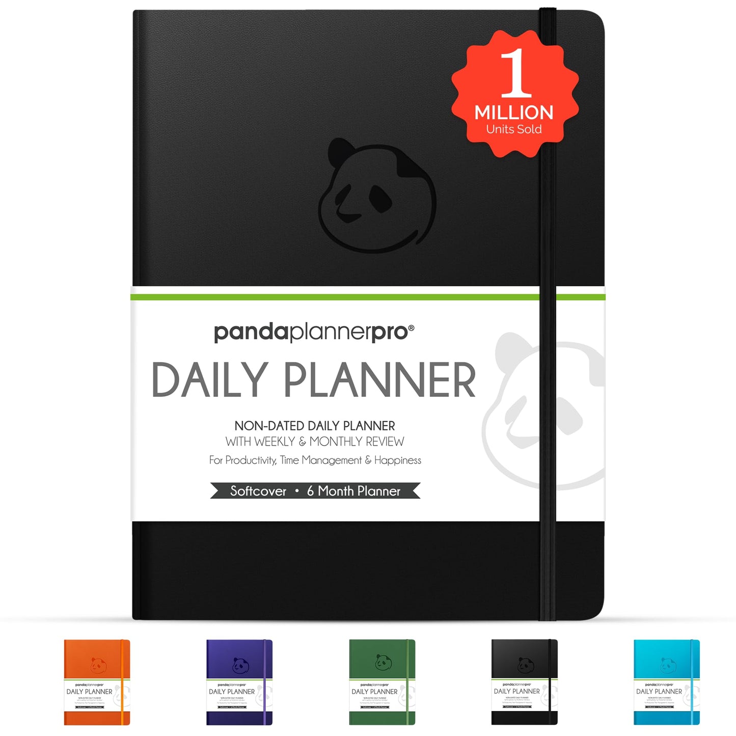 Panda Planner Pro A4 Daily Planner 2026 – 6 Month Large 8.5x11 Undated Academic & Productivity Planner with Daily, Weekly & Monthly Calendar, Work Planner, Goal Tracker, Habit Tracker & Personal Development Organizer – Black