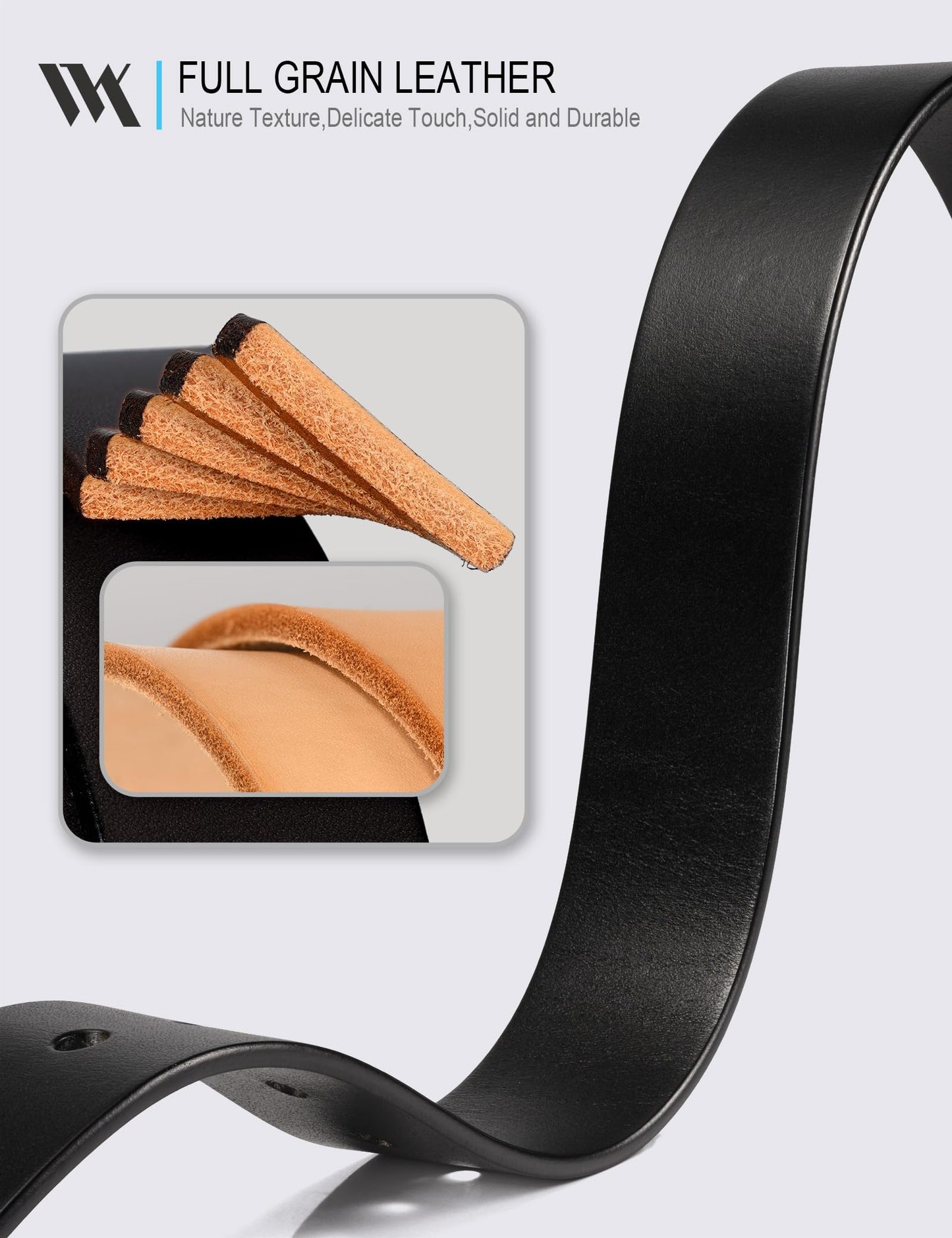 WOLFANT 1.5" Top Full Grain Leather Belt for Men in Gift Box,100% Italian Real Solid Leather