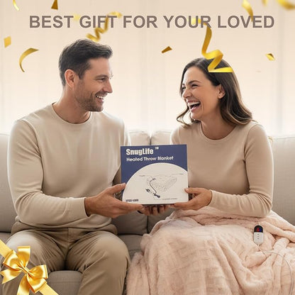 SnugLife Electric Blanket Queen Size,84" x 90" Heated Blanket with Dual Control,10 Time Settings & 6 Heat Settings,Fast Heating Blanket with Overheat Protection & ETL Certification(Cream)