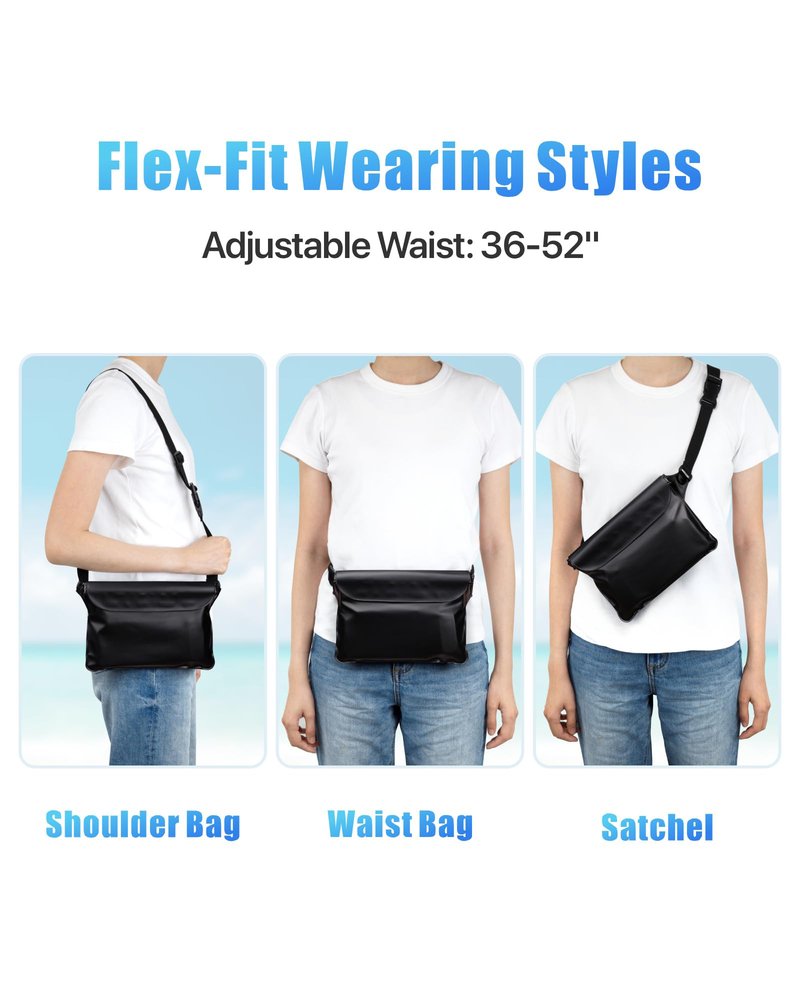 F-color Waterproof Fanny Pack - Cruise Essentials 2026 - Waterproof Pouch with Adjustable Waist Strap, Triple Zipper Roll-Top Dry Bag for Phone, Keep Passport Valuables Dry for Beach Kayaking Boating