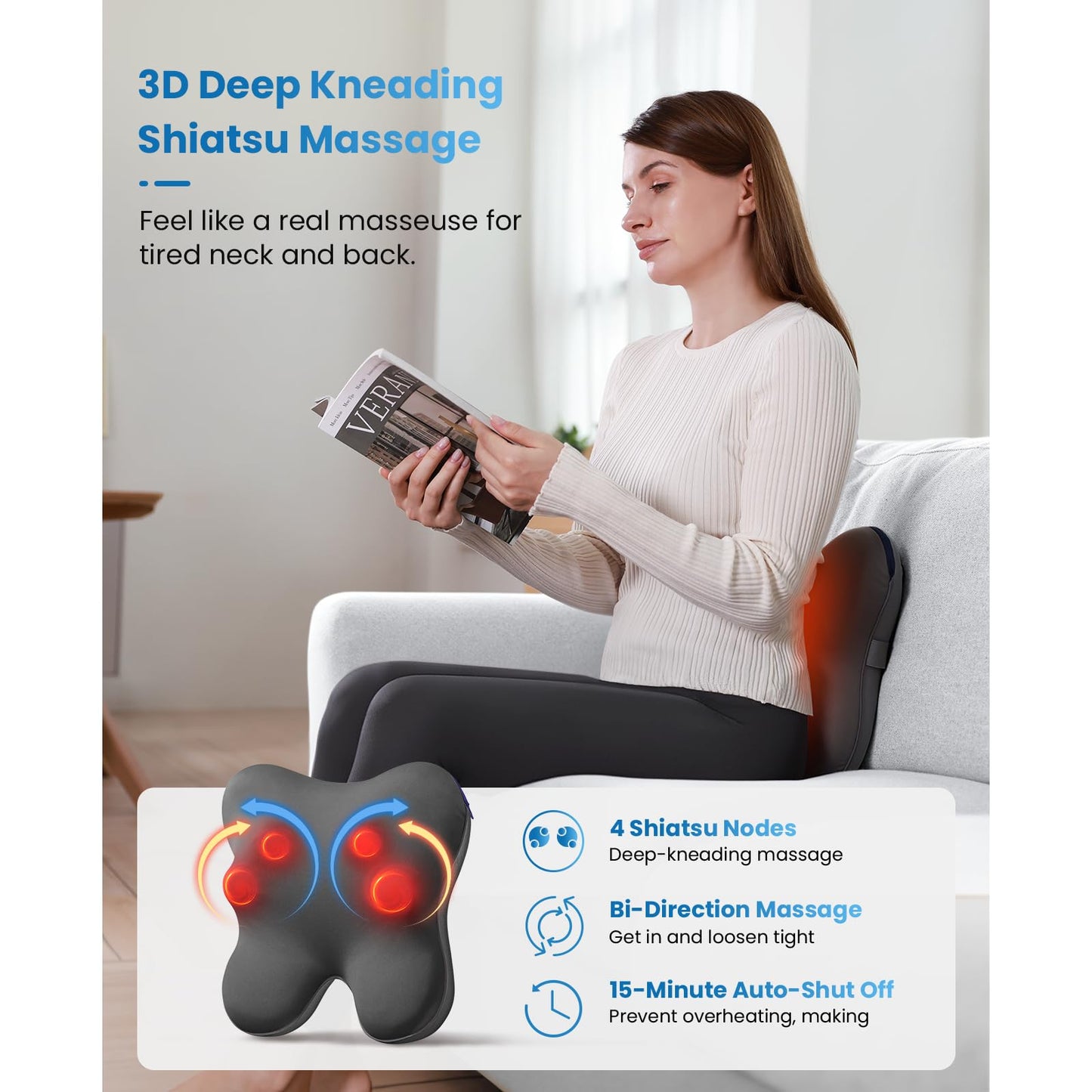 BOB AND BRAD Cordless Back Massager with Heat FSA Eligible HSA Eligible, Shiatsu Neck Massager for Pain Relief Deep Tissue, 3D Kneading Massage Pillow for Pain Relief, Birthday Gifts for Women Men