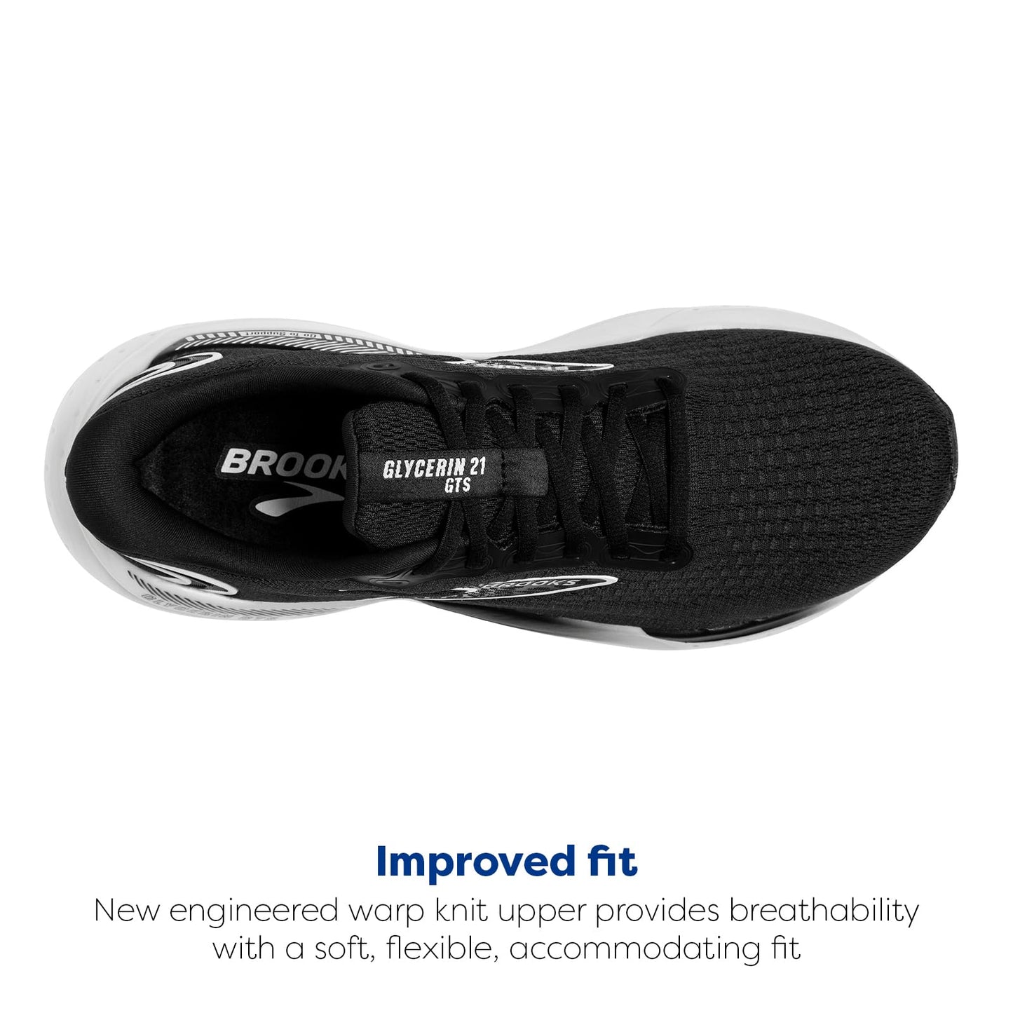 Brooks Women’s Glycerin GTS 21 Supportive Running Shoe - Black/Grey/White - 10 Wide