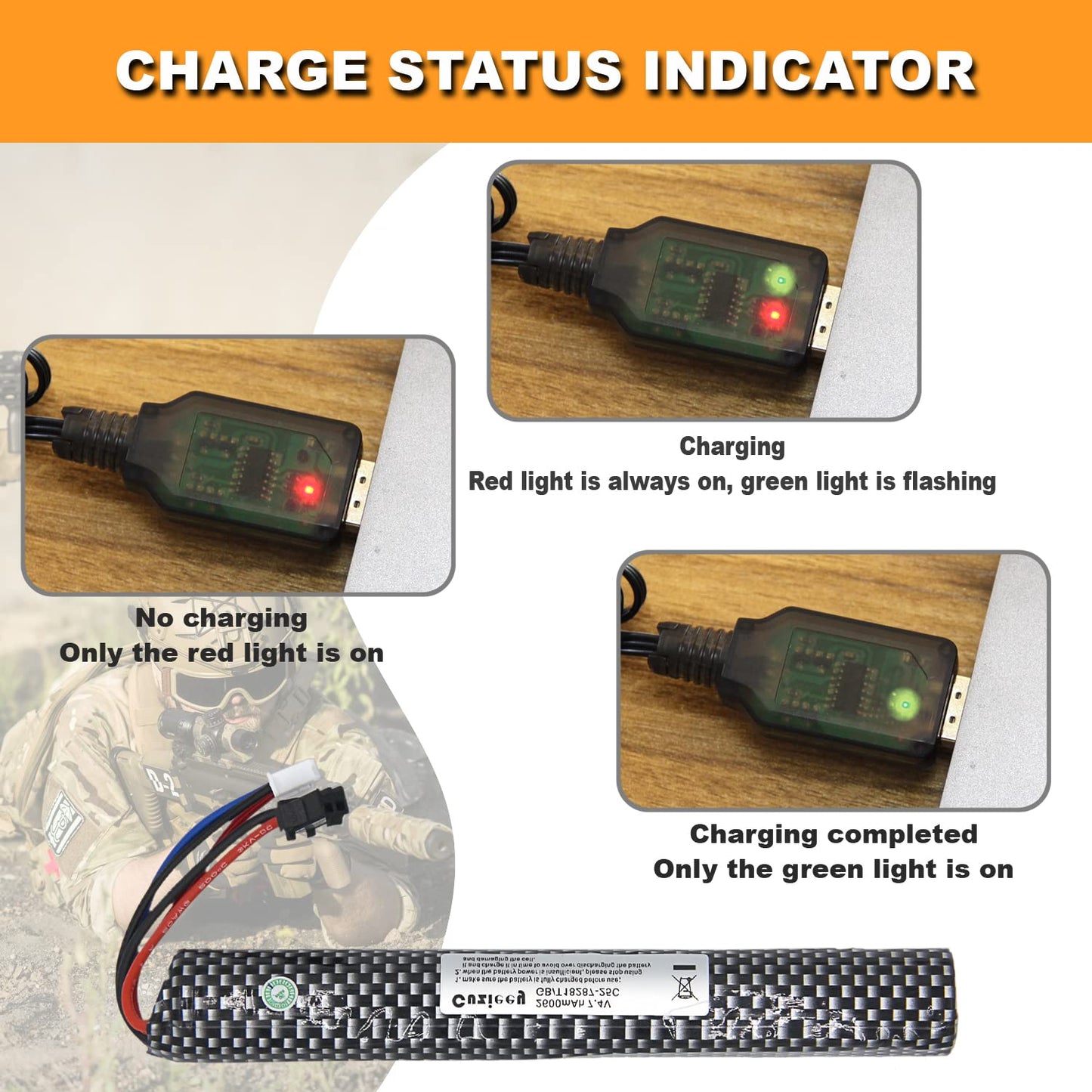 Cuzieey 2 pcs 7.4V 2600mAh Gel-Gun Battery SM2P Plug: Lipo Battery for Splatter Balls - Compatible with SRB1200, SRB400, SRB400-SUB, MP5K, M4 and M110 Water Bead Blaster