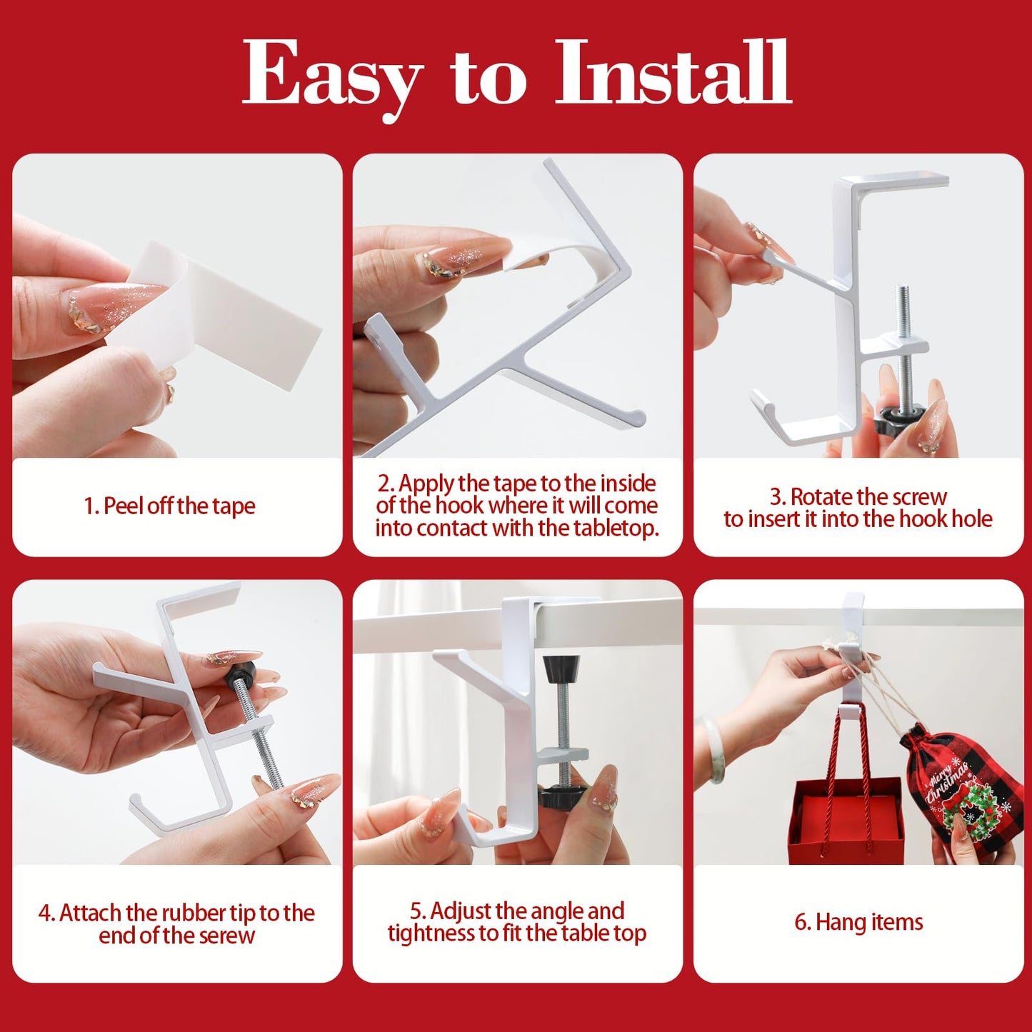 ANOEPUY 4 Pack Stocking Holders for Mantle for Christmas Decorations,2 in 1 Mantle Garland Holder for Hanging Christmas Stockings,No Drilling Required & Adjustable Garland Hanger, Metal(White)