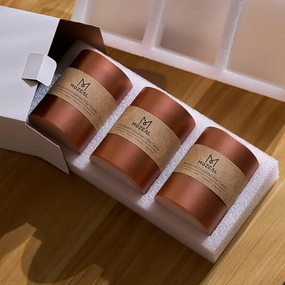 MOZEAL 3" x 8" Hand-Poured Unscented Large Candle, Smokeless Rustic Pillar Candle Set of 2, Slow Burn, No Drip, Approx 150 Hours Burning, Wedding, Dinner, Fall and Home Decorative, Tall Copper Candle