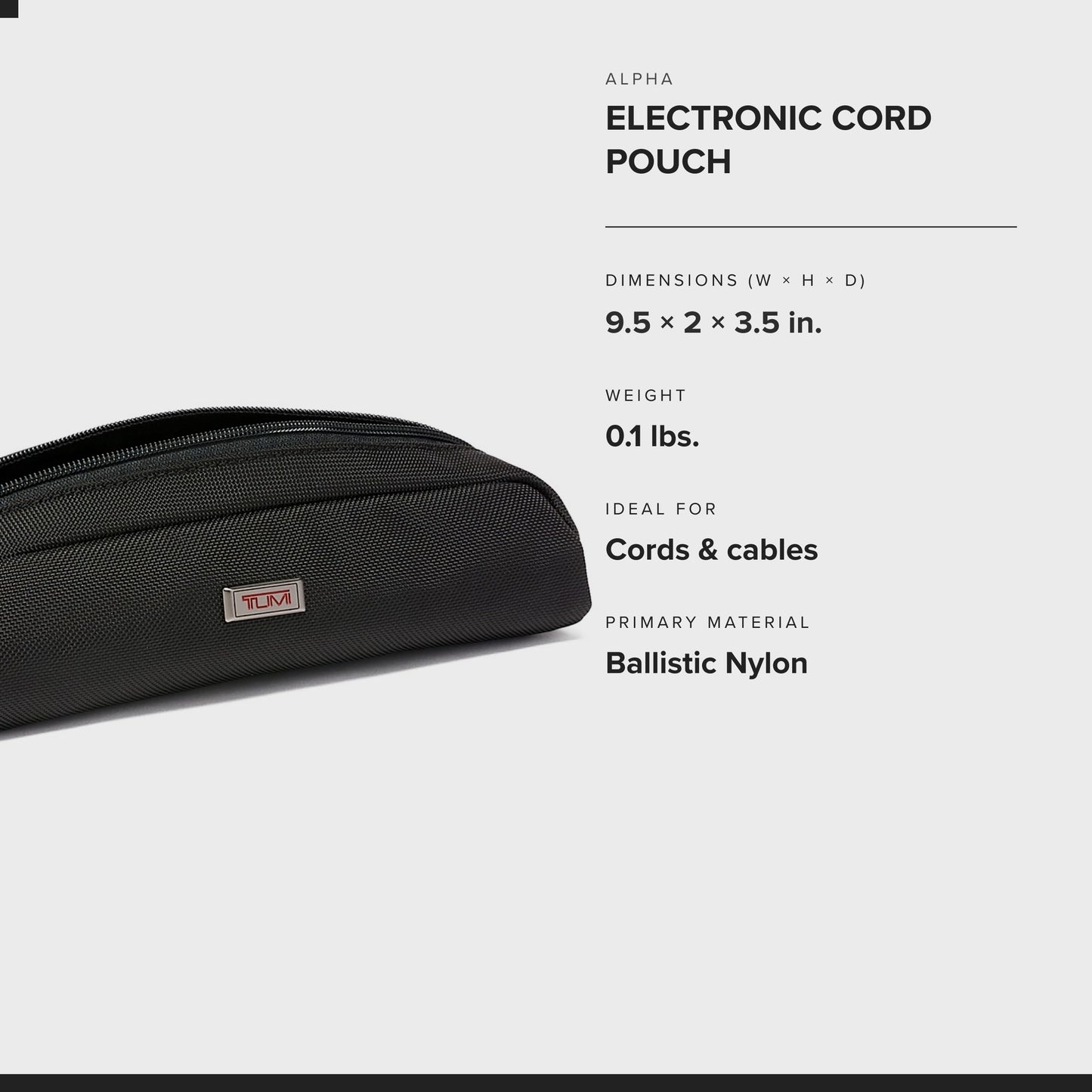 TUMI - Alpha Electronic Cord Pouch - Slim Zip Entry Travel Tech and Cable, Charger and Small Accessory Organizer - Black