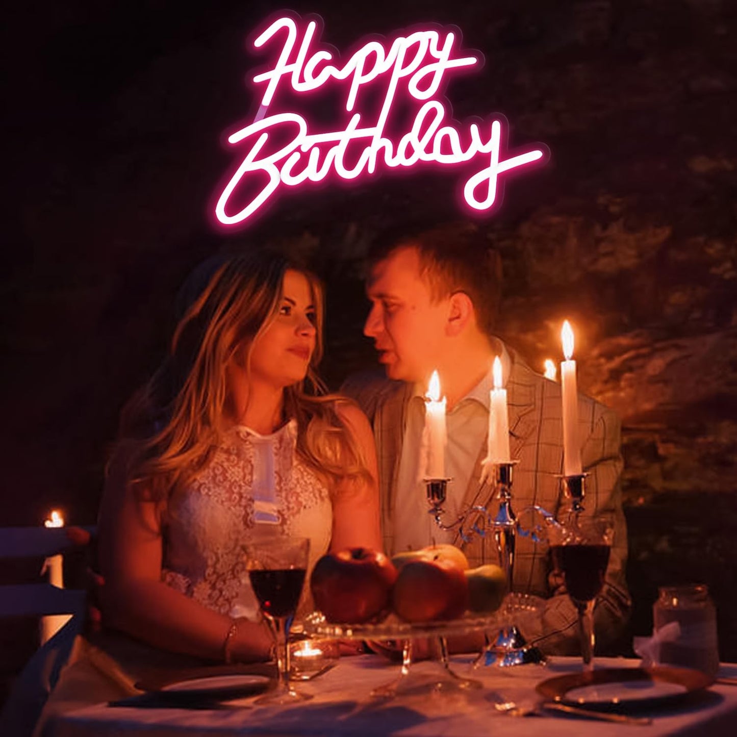 Miootly Happy Birthday Neon Sign for Wall Party Decor, LED Happy Birthday Light up Sign for Backdrop, 16"x 11" USB Powered 10 Brightness Settings Light up Signs Party Decorations Backdrop, Pink