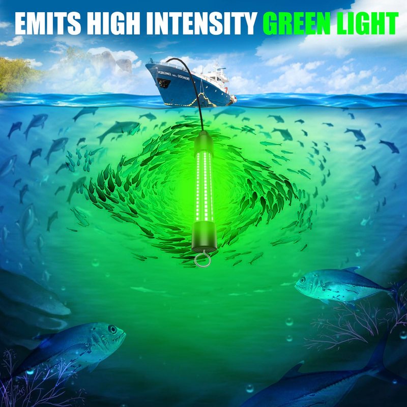 Underwater Fishing Light Compatible for Dewalt 20V Battery，LED Green Light for IP68 1300 Lumens Fish Attracting, Night Fishing for Docks Boats or Kayaks(no Battery)