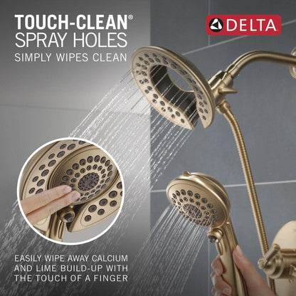 Delta Saylor 17 Series Brushed Gold Dual-Function Shower Faucet Set with In2ition 2-in-1 Dual Shower Head with HandHeld Spray Combo, Valve Trim Kit, Champagne Bronze T17235-CZ-I (Valve Not Included)