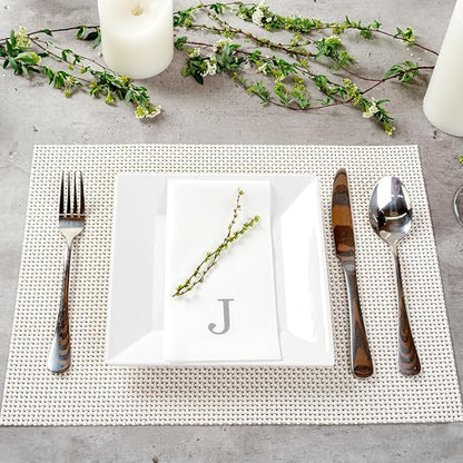 Luxenap 15.8 X 7.9 Inch Linen-Feel Guest Towels, 50 Lettered Hand Towels