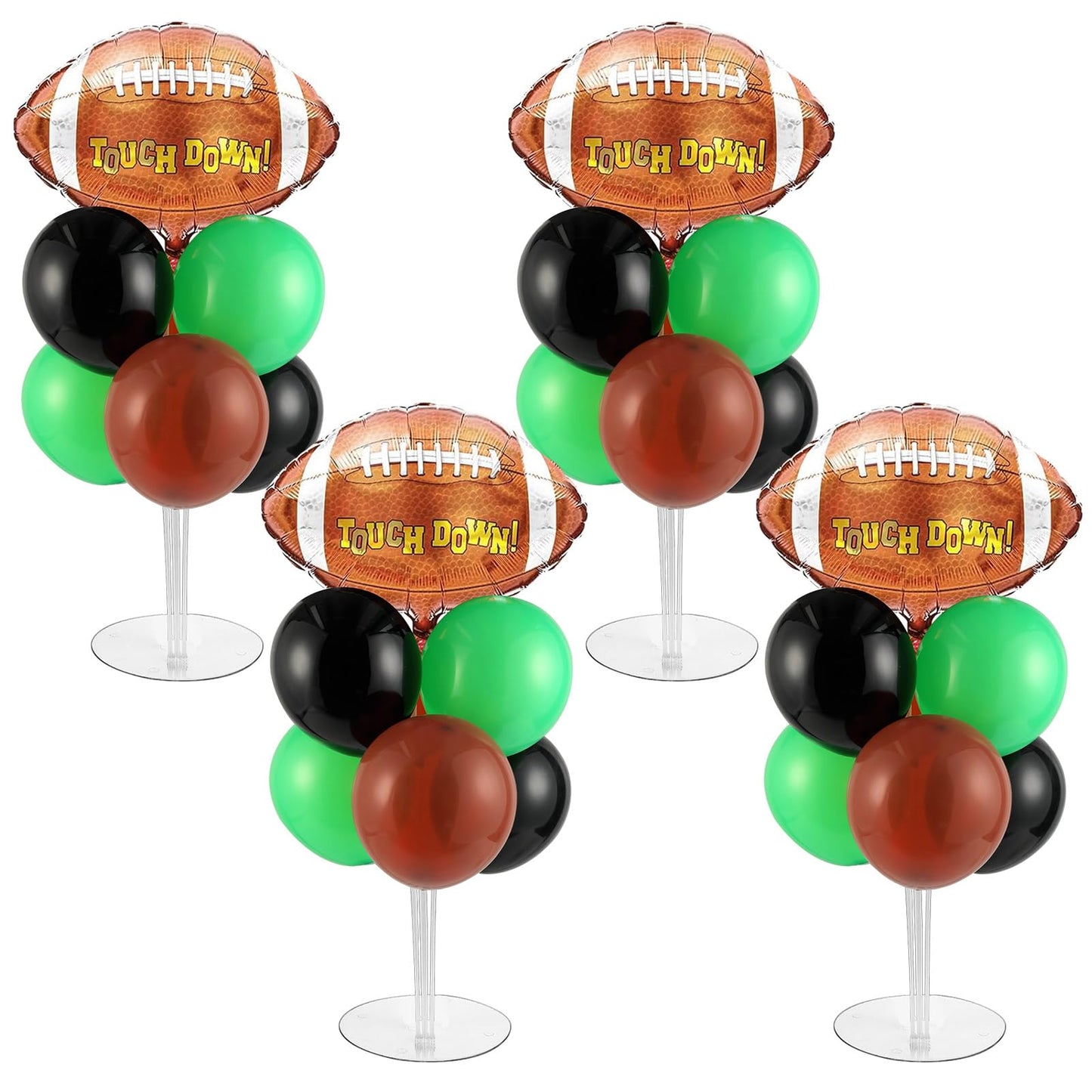 4 Sets Football Party Balloons Stand Kit with Rugby Ball Foil Balloons Sport Football Party Balloon Centerpiece for Tables for Game Sports Football Birthday Baby Shower Decoration