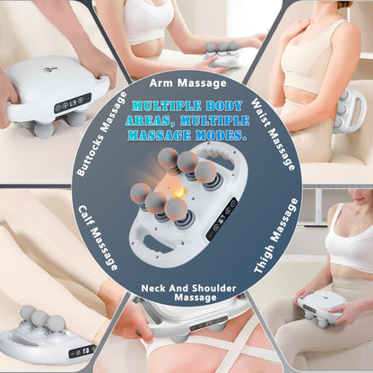 6 Head Massage Gun Deep Tissue with 9 Levels & 9 Modes, Electric Massager Tool for Legs, Arms, Waist, Back, Buttocks - Full Body Muscle Pain Relief, Ideal Gifts for Women, Men, Mom, and Dad