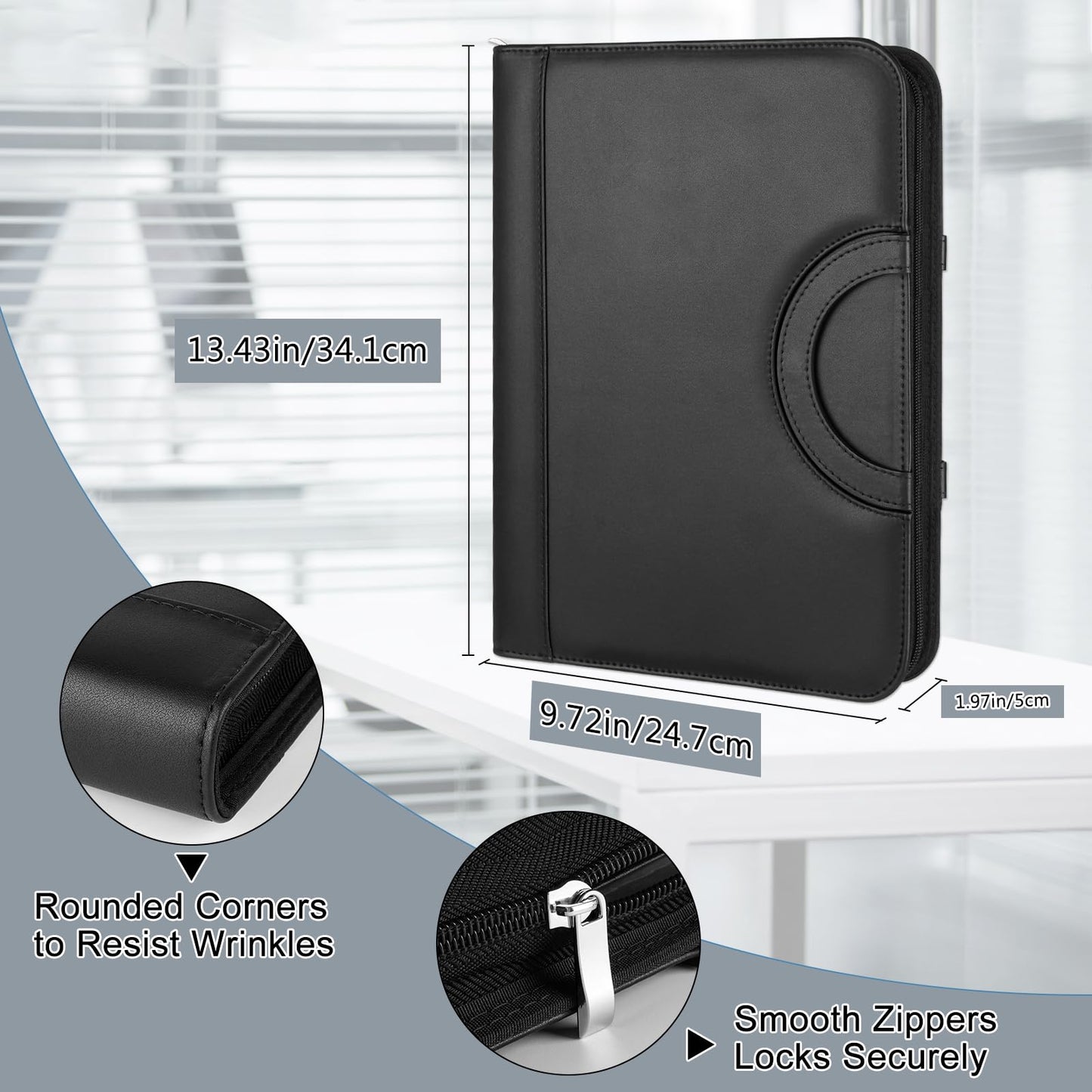 Portfolio Binder Organizer, 3 Ring Padfolio Binder with Notepad, Resume Portfolio Folder with Pockets Protective 11 Inch Tablet Sleeve, Documents, Resume, Cards, Passport & Tickets