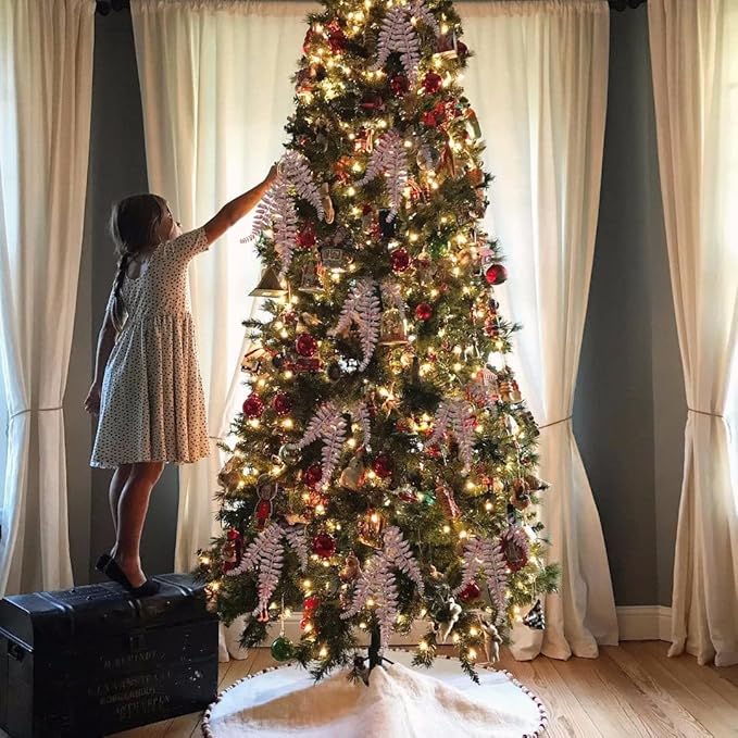 DILATATA 6Pcs Christmas Glitter Leaves Boston Fern Leaves 25" Artificial Rose Gold Fern Leaf Picks Sprays Giltter Stems for Christmas Tree DIY Xmas Wreath Garland Home Decor - Rose Gold