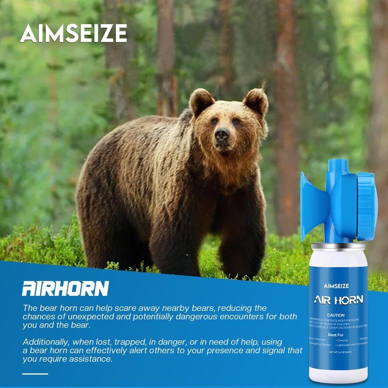AIMSEIZE Air Horn Bear Horn: Air Horns For Safety Boat Horn For Self Defense - 115dB Heard Up to 0.5-Miles Away (1 Pack)