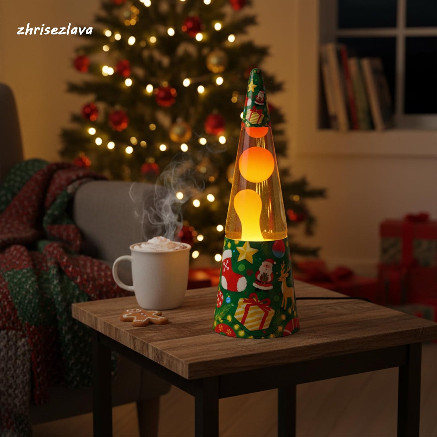 16inch Christmas Liquid Motion Lamp, Flowing Relaxation Dynamic Lighting, Home Decor Serenity Entertainment Lamp, Meditation Night Light Home Decor, Gift for Adults and Children, Christmas Base.