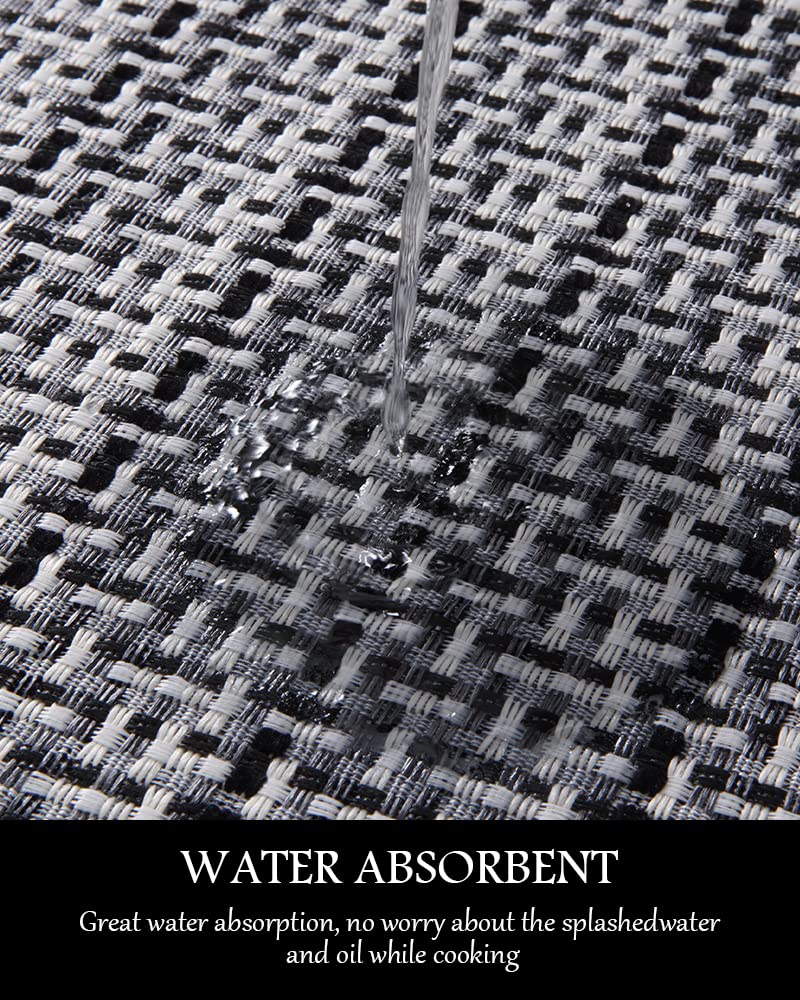 PADOOR Kitchen Mats for Floor, Kitchen Rugs Non Slip Washable, Rubber Backed Kitchen Runner Super Absorbent Kitchen Floor Mat Sink Rug, 20”x47” Black