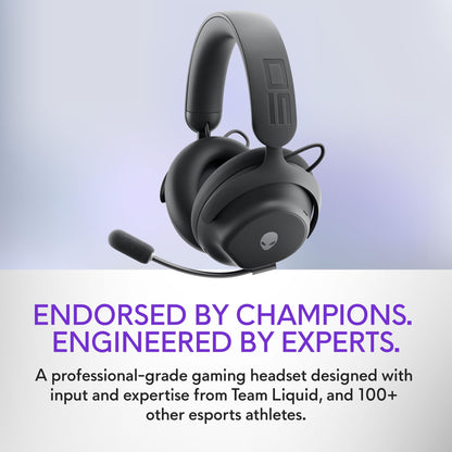 Alienware Pro Wireless Gaming Headset - Wired/Wireless, Bluetooth 5.3, 15 Minute Fast Charging, Audio Output 20 Hz, Battery Talk Time (ANC on) Up to 24 Hrs (Bluetooth), Dark Side of The Moon