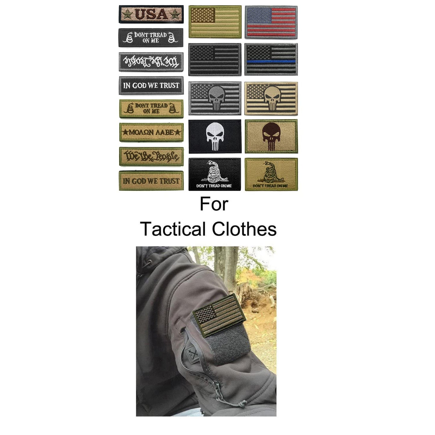 WZT Bundle 18 Pieces American Flag Patch Thin Blue Line USA Flag United States Morale Military Patches Set for Caps,Bags,Backpacks,Tactical Vest,Military Uniforms