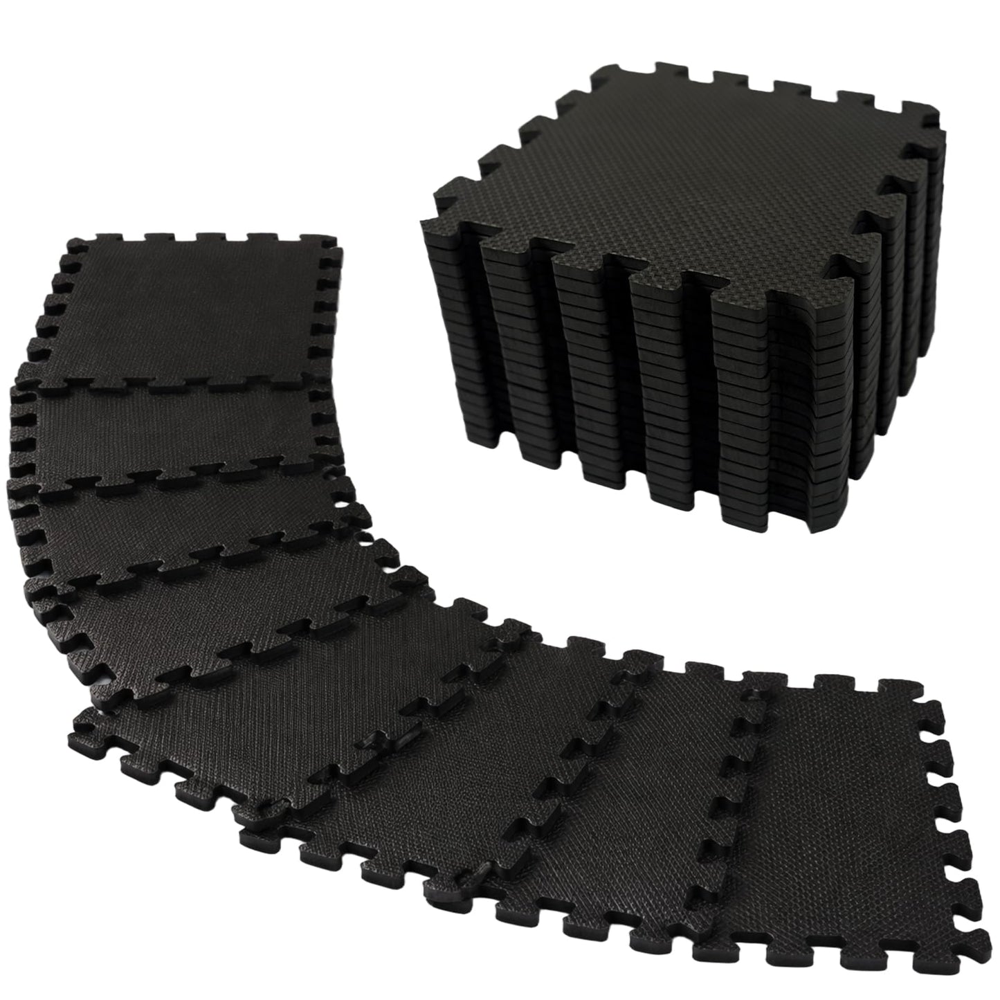 18 Tiles Foam Squares Floor Mat for Home Gym, High-Density Interlocking Floor Tiles Gym Floor Mat for Gym-Equipments, Play Area, Yoga, Cardio, Weights, MMA(Black)