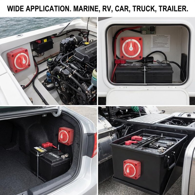 Battery Switch Boat Battery Disconnect Switch 300A 3 Position, High Sensitivity Dual Circuit Power Disconnect Cut Off Isolator for Marine Boat Car Truck Trailer RV, M Series Battery ON Off Kit