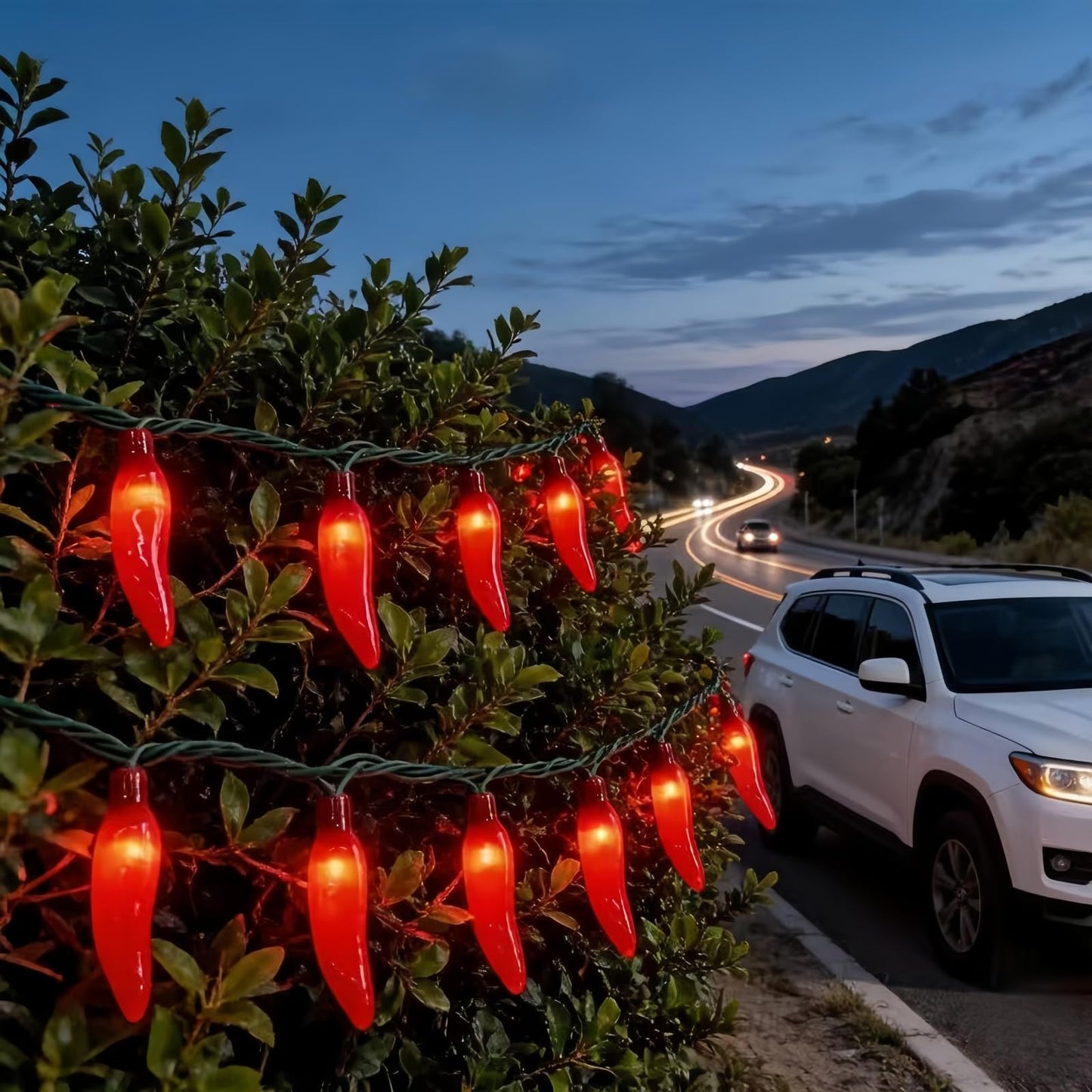 LUCKY SHINE 35 Red Pepper Decorative Lighting String, Commercial Grade LED Chili String Lights 18 FT, for Christmas, Easter, Kitchen, Garden, Patio, Living Room.