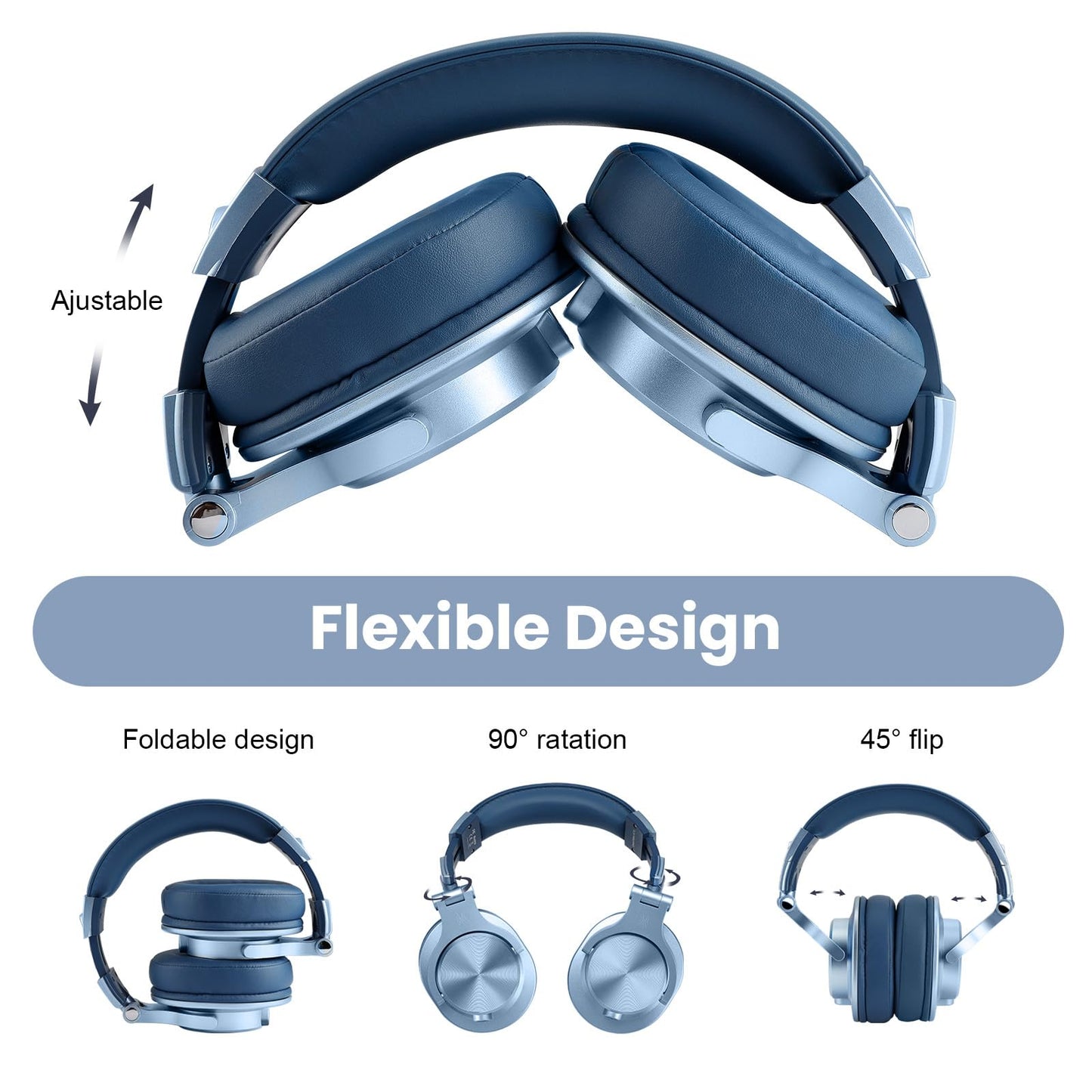 OneOdio A71 Hi-Res Studio Recording Headphones - Wired Over Ear Headphone with SharePort, Monitoring Mixing Foldable Headset with Stereo Sound, 3.5/6.35MM Jack for PC Computer DJ Guitar-Sky Blue