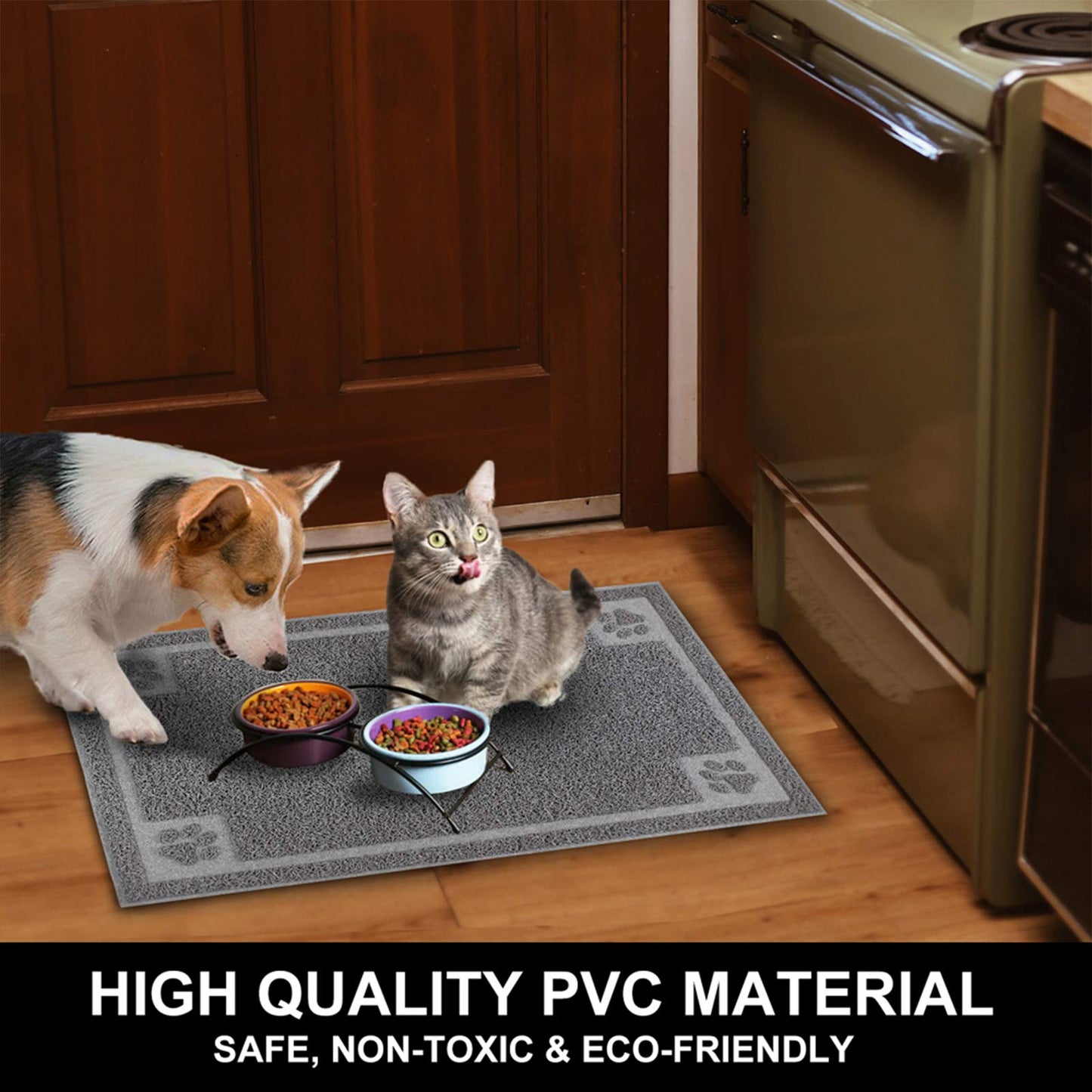 Pet Feeding Mat for Small Dogs and Cats 24" x 16" Flexible and Waterproof Dog Bowl Mat for Food and Water, Easy to Clean Dog Food Mat with Non Slip Backing
