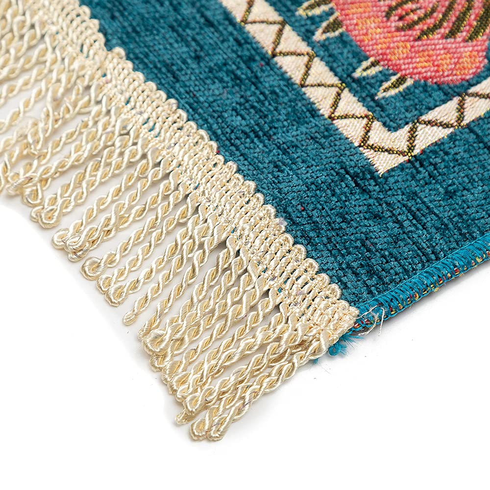 Ragyzity Muslim Prayer Rug, Travel Prayer Mat, Portable Foldable Islamic Rug, Thin Woven Polyester Praying Mat for Men Women, 110x70cm (Blue)
