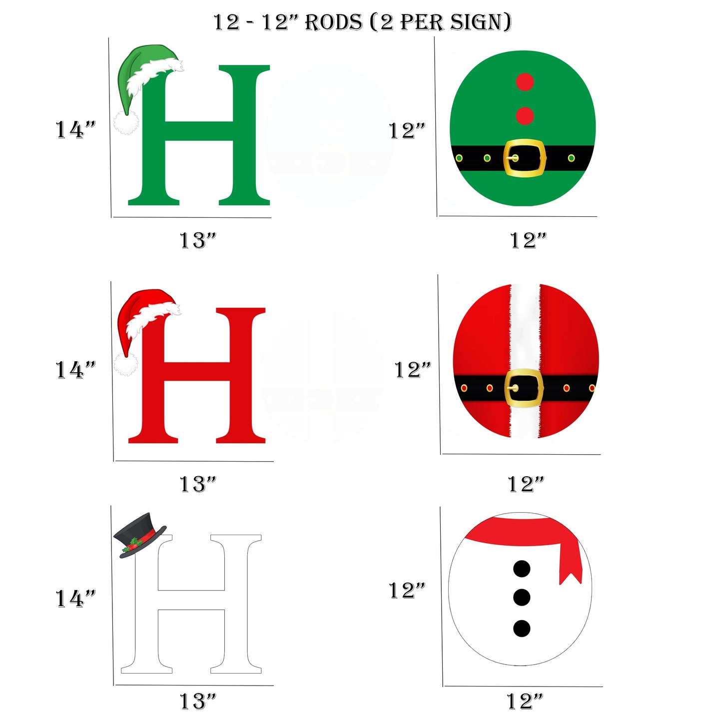Rogue River Tactical Ho Ho Ho Santa Snowman Elf Christmas Classic Yard Sign for Home Decor and Lawn Decoration With Stakes, Happy Holidays Merry Christmas, XMAS Holiday Sign