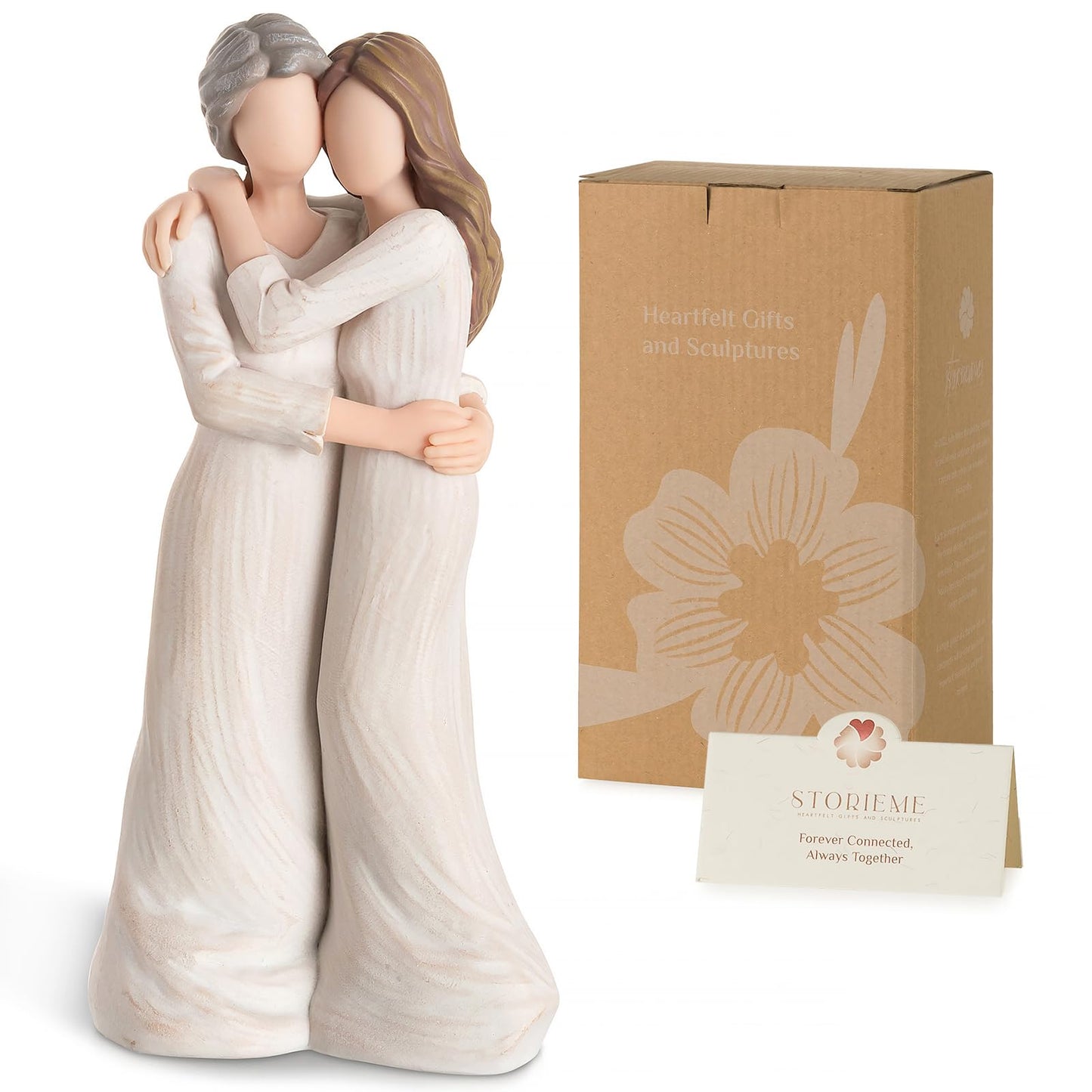Storieme Sentimental Gifts for Mom from Daughter: Mother Daughter Hugging Resin Figurines Sculpture - Mom's Gift for Birthday Mother's Day Christmas Home Decor