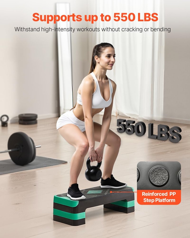Aerobic Exercise Step Platform - 28-Inch Adjustable Fitness Stepper | Non-Slip Surface for Home Gym Cardio Training