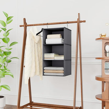 Hanging Closet Organizer and Storage 3-Shelf, Easy Mount Foldable Hanging