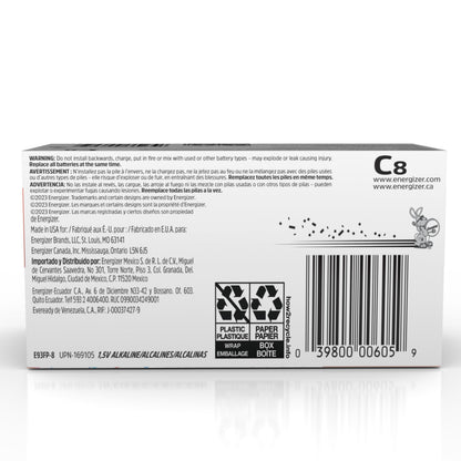 Energizer MAX C Batteries, Premium Alkaline C Cell Batteries (8 Battery Count)