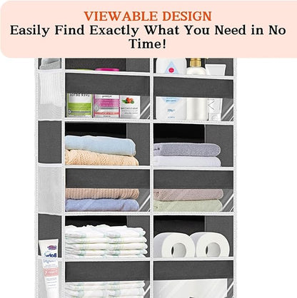 Over the Door Organizer 6 Tiers, Extra Large Behind Door Storage of 12