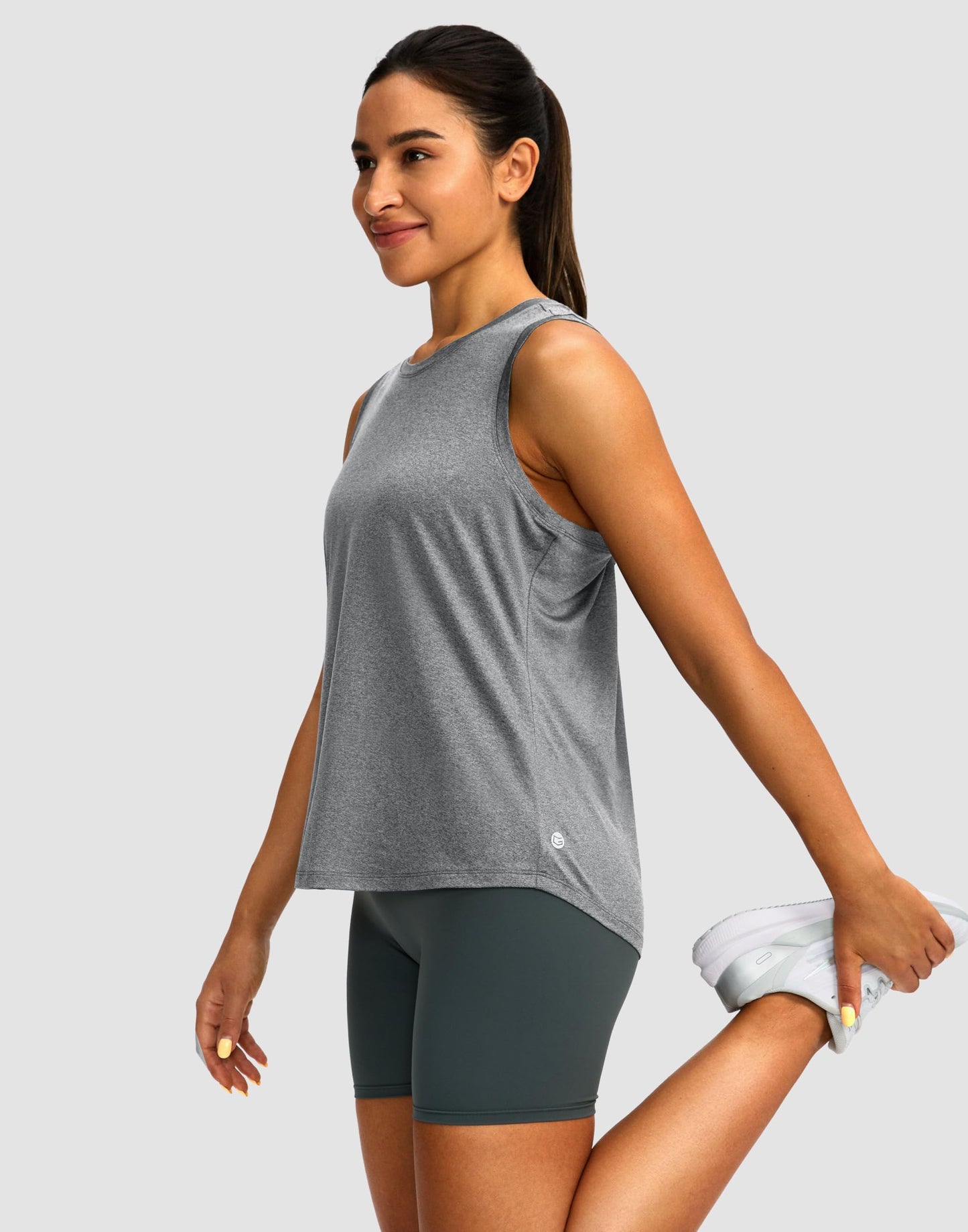 Women's Workout Tops Racerback Athletic Tank Tops Sleeveless Loose Fit Yoga Running Gym Shirts for Women(Heather Grey,S)