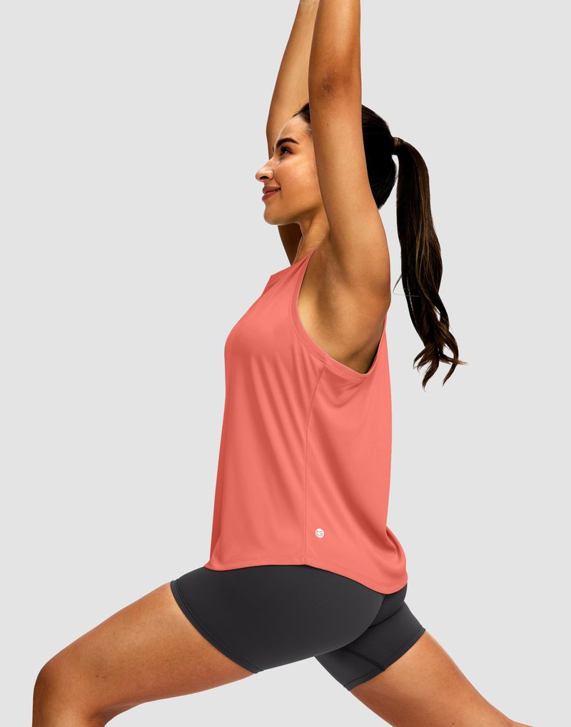 Women's Workout Tops Racerback Athletic Tank Tops Sleeveless Loose Fit Yoga Running Gym Shirts for Women(Coral,XL)