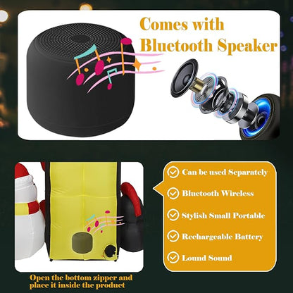 Bonus Bluetooth Speaker! 7FT H Christmas Inflatable Santa with Friends Reindeer& Penguin&Snowman Holding Concert, Animated Christmas Inflatable with Build-in LED Lights fo Christmas Decor