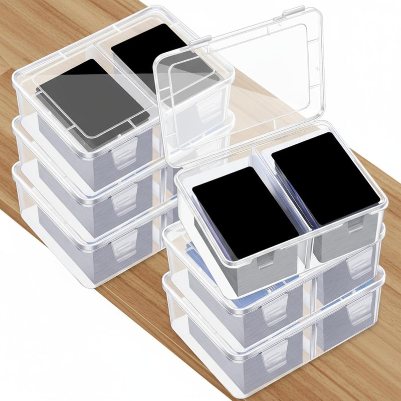 300 Card Storage Box - Clear Plastic Trading Card Organizer with Removable Divider | Perfect for MTG, Baseball & Football
