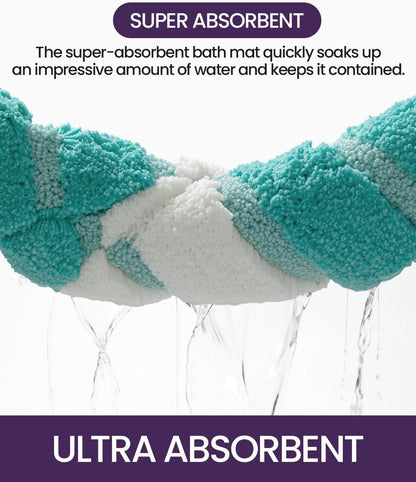 DEXI Bath Mats for Bathroom, 24x36 Absorbent Microfiber Bath Mat Quick Dry, Washable Bathroom Rugs with Non Slip Backing for Shower Floor, Sink, Tub, Turquoise