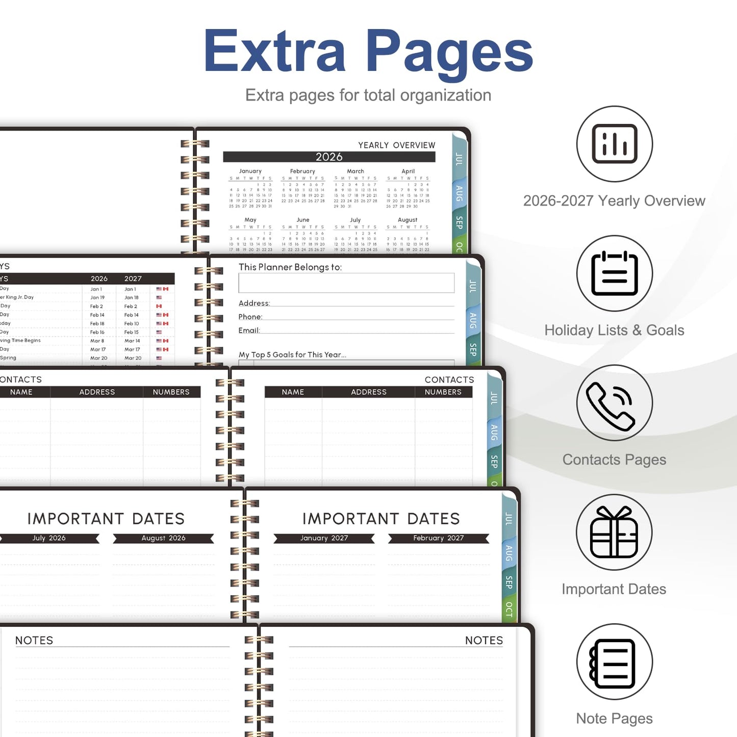 Planner 2026-2027, Academic Weekly and Monthly Calendar Planner, July 2026 - June 2027, Hardcover Spiral Agenda Book, School Supplies for Teacher Student - Letter Size(8.5" x 11")