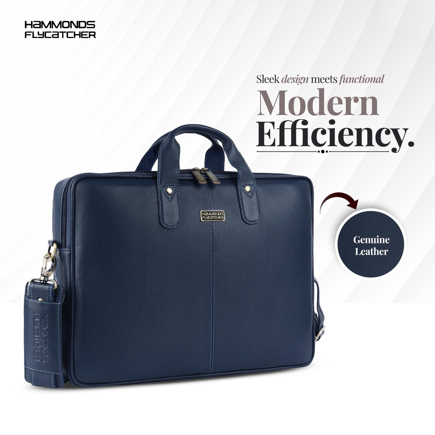 HAMMONDS FLYCATCHER Genuine Leather Laptop Bag for Men with Padded 15.6 Inch Laptop Sleeve, Leather Messenger Bag for Men - Briefcases with Multi Pockets for Office and Travel Use - Blue
