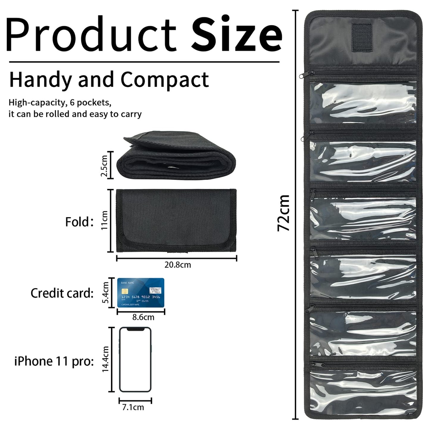 VOCHIC Money Wallet, Money Organizer for Cash with 6 Pocket Multipack Money Pouch, Cash Bill Organizer, Money Bag Small Travel Money Holder for Budgeting, Receipt and Tips