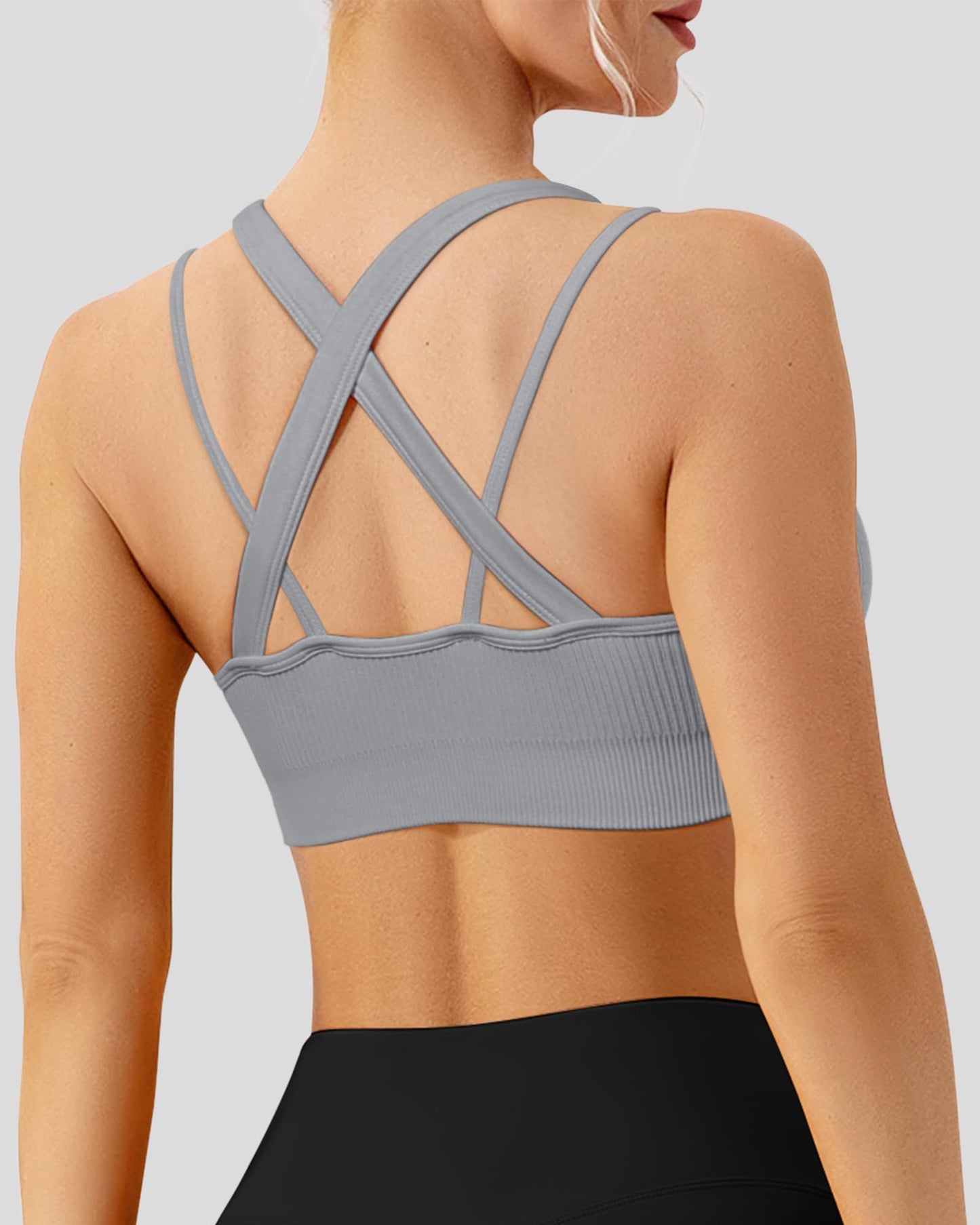 WANAYOU High Support Sports Bras for Women Cross Back Workout Sports Bra