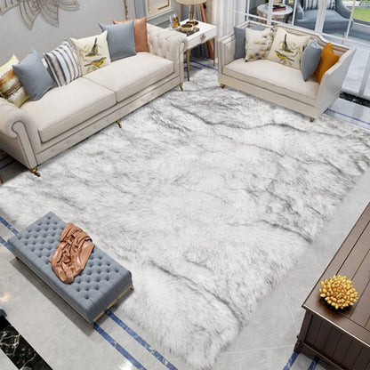 Latepis White and Grey Tips Faux Fur 8'10"x11'10" Area Rug, Soft Plush Faux Fur Sheepskin Rugs for Living Room, Washable Fluffy Rug for Living Room, Luxury Room Decor, Rectangle