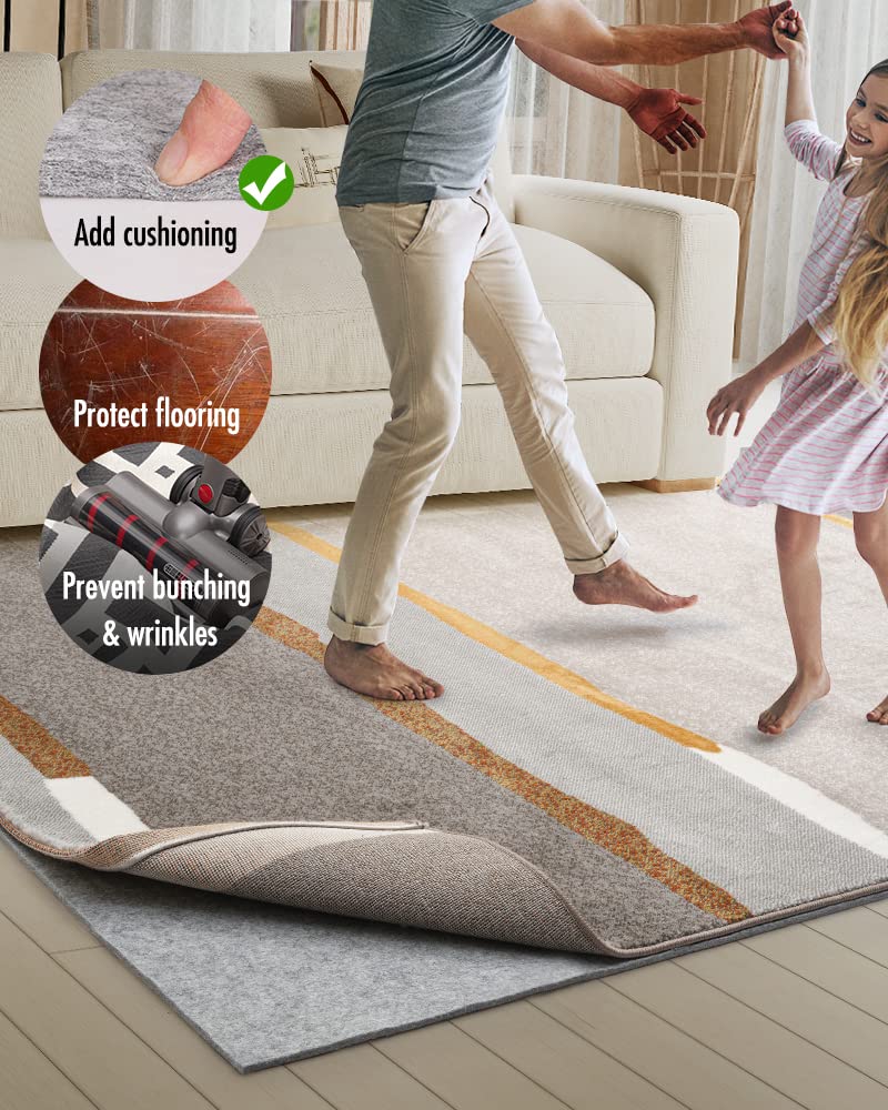 Resare Non Slip Rug Pad Gripper - 5x7 Feet 1/4" Extra Thick Felt Under Rug for Area Rugs and Hardwood Floors,Super Cushioned Non Skid Carpet Padding