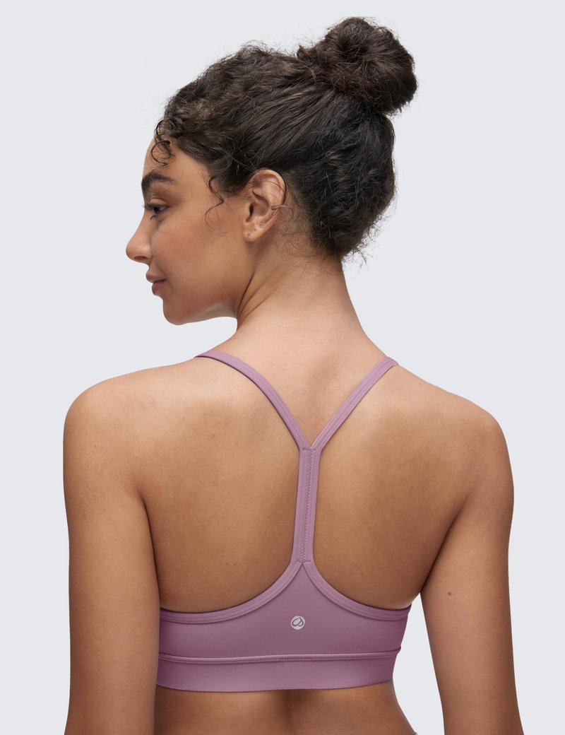 CRZ YOGA Butterluxe Y Back Sports Bras for Women - Padded Racerback Low Impact Spaghetti Thin Strap Workout Yoga Top Light Lavender X-Small