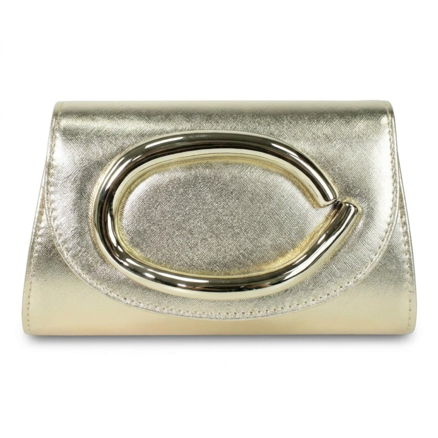 Gripit Gold Clutch Purses for Women Minimalist Statement Evening Bag PU Leather Handbag with Metal Handle for Wedding Party Prom